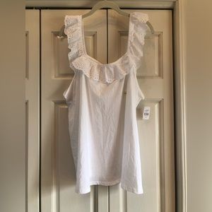 NWT Loft Outlet white tank with eyelet trim, XXL